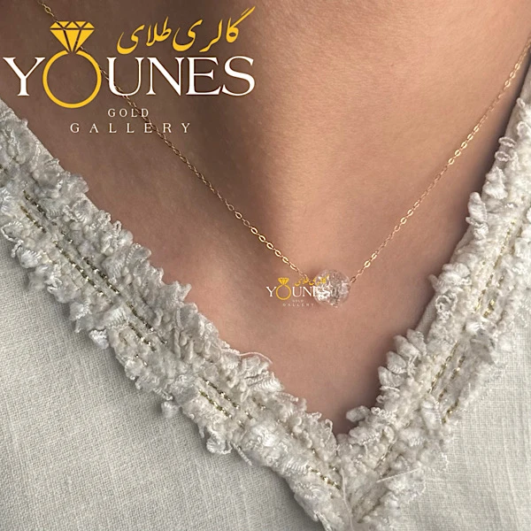 گردنبند طلا گوی شیشه ای